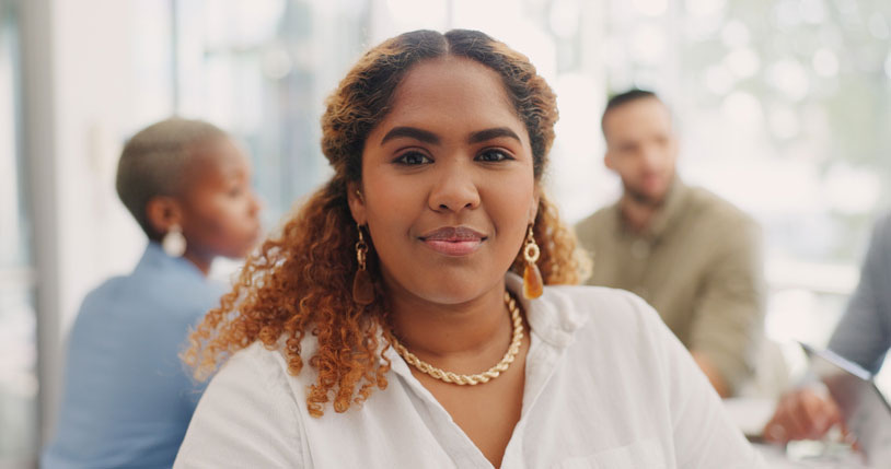 confident woman in meeting