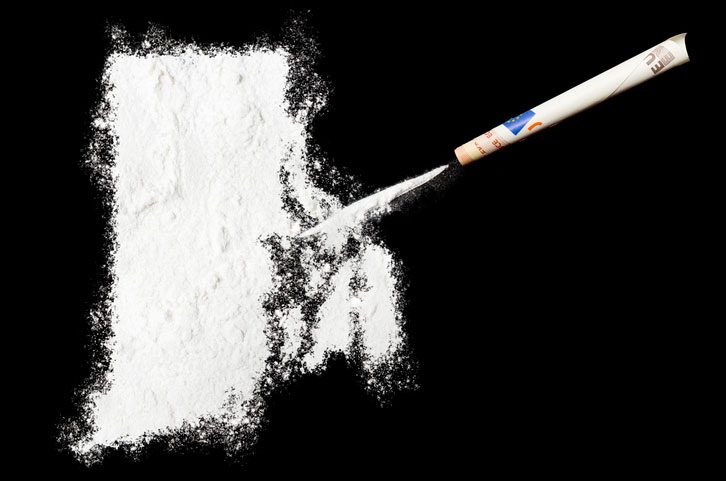 cocaine and straw in the shape of rhode island