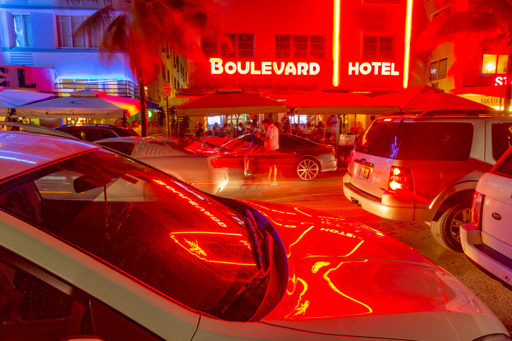 south beach miami, florida at night