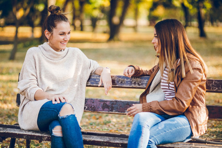 south dakota residents talking on the park bench