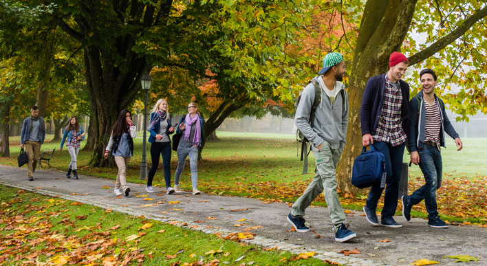 students walking to class